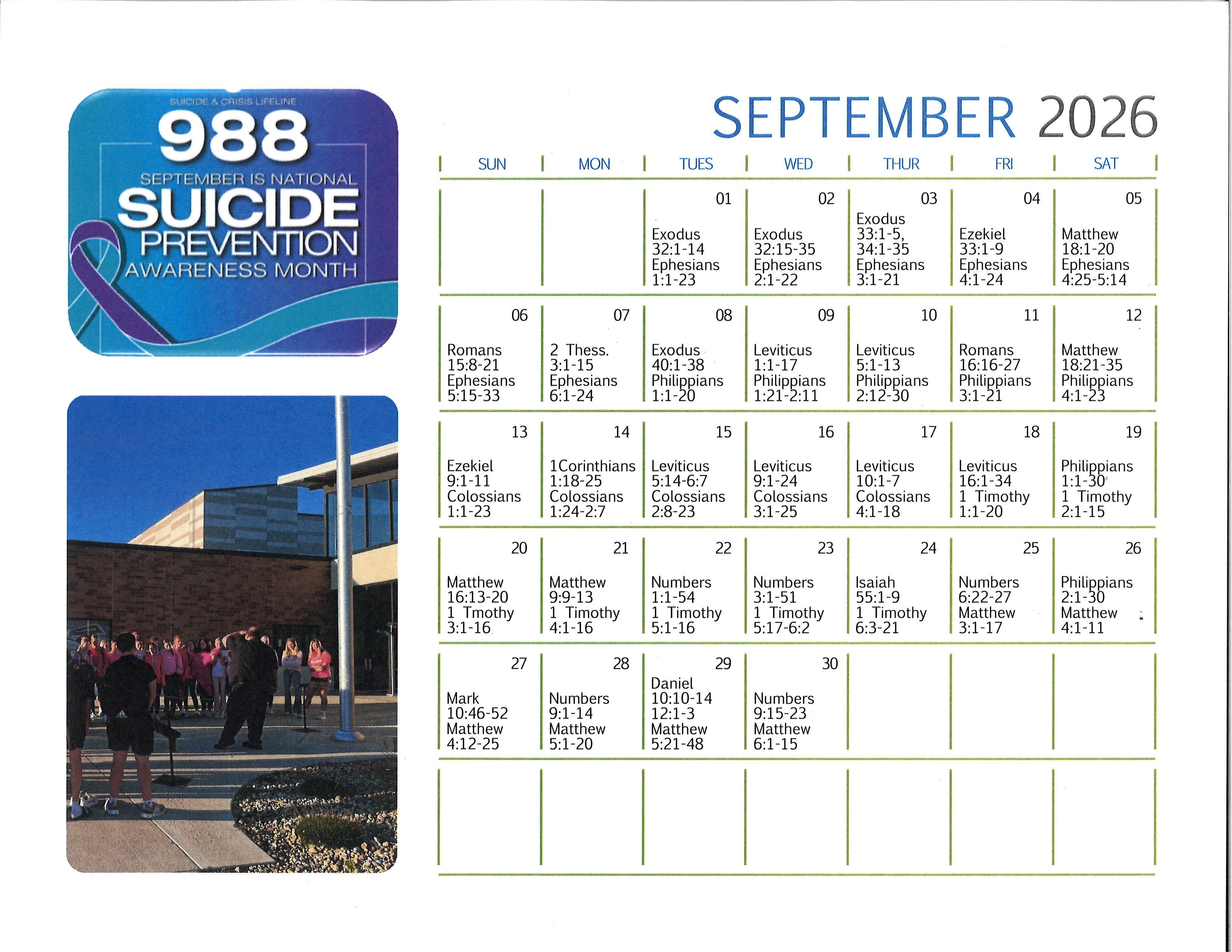 September Scripture Reading Calendar